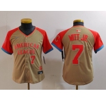 Youth Kansas City Royals #7 Bobby Witt Jr Number Cream 2024 All Star Limited Stitched Jersey