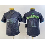 Youth Tampa Bay Rays #18 Shane McClanahan Charcoal 2024 City Connect Limited Cool Base Jersey
