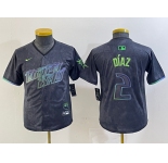 Youth Tampa Bay Rays #2 Yandy Diaz Charcoal 2024 City Connect Limited Cool Base Jersey