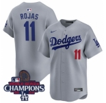Men Nike Los Angeles Dodgers Miguel Rojas #11 Gray 2024 World Series Champions Stitched MLB Jersey