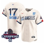 Men Nike Los Angeles Dodgers Shohei Ohtani #17 White Ice Cream Flex Base 2024 World Series Champions Stitched MLB Jersey