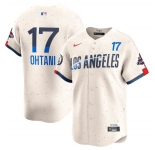 Men's Los Angeles Dodgers #17 Shohei Ohtani Cream 2024 World Series Champions City Connect Limited Stitched Baseball Jersey