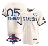 Men's Los Angeles Dodgers #5 Freddie Freeman Cream 2024 World Series Champions City Connect Limited Stitched Baseball Jersey