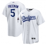 Men's Los Angeles Dodgers #5 Freddie Freeman White 2024 World Series Champions Home Stitched Baseball Jersey
