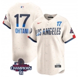 Men's Los Angeles Dodgers #50 Mookie Betts Cream 2024 World Series Champions City Connect Limited Stitched Baseball Jersey