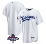 Men's Los Angeles Dodgers Blank White 2024 World Series Champions Cool Base Stitched Baseball Jersey