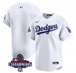 Men's Los Angeles Dodgers Blank White 2024 World Series Home Limited Stitched Baseball Jersey