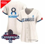 Women Nike Los Angeles Dodgers Enrique Hernandez #8 Ice Cream 2024 World Series Champions Stitched MLB Jersey