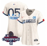 Women Nike Los Angeles Dodgers Freddie Freeman #5 Ice Cream 2024 World Series Champions Stitched MLB Jersey