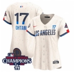 Women Nike Los Angeles Dodgers Shohei Ohtani #17 White Ice Cream Flex Base 2024 World Series Champions Stitched MLB Jersey