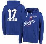 Men Los Angeles Dodgers 17 Shohei Ohtani Royal 2024 World Series Champions Name 26 Number Tri Blend Pullover Hoodie