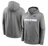 Men Los Angeles Dodgers Heather Charcoal 2024 World Series Champions Home Plate Lockup Club Pullover Hoodie