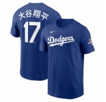 Men Los Angeles Dodgers 17 Shohei Ohtani Royal 2024 World Series Champions Name 26 Number T Shirt