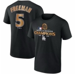 Men Los Angeles Dodgers 5 Freddie Freeman Black 2024 World Series Champions Name 26 Number T Shirt