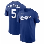 Men Los Angeles Dodgers 5 Freddie Freeman Royal 2024 World Series Champions Name 26 Number T Shirt