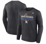 Men Los Angeles Dodgers Heather Charcoal Big 26 Tall 2024 World Series Champions Locker Room Long Sleeve T Shirt