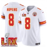 Men Kansas City Chiefs DeAndre Hopkins #8 White 2024-2025 Super Bowl LIX F U S E Stitched Jersey