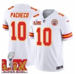 Men Kansas City Chiefs Isiah Pacheco #10 White 2024-2025 Super Bowl LIX F U S E Stitched Jersey