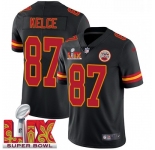 Men Kansas City Chiefs Travis Kelce #87 Black 2024-2025 Super Bowl LIX F U S E Stitched Jersey