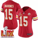 Women Kansas City Chiefs Patrick Mahomes #15 Red 2024-2025 Super Bowl LIX F U S E Stitched Jersey