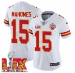 Women Kansas City Chiefs Patrick Mahomes #15 White 2024-2025 Super Bowl LIX F U S E Stitched Jersey