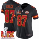 Women Kansas City Chiefs Travis Kelce #87 Black 2024-2025 Super Bowl LIX F U S E Stitched Jersey