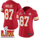 Women Kansas City Chiefs Travis Kelce #87 Red 2024-2025 Super Bowl LIX F U S E Stitched Jersey