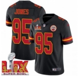 Youth Kansas City Chiefs Chris Jones #95 Black 2024-2025 Super Bowl LIX F U S E Stitched Jersey