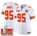 Youth Kansas City Chiefs Chris Jones #95 White 2024-2025 Super Bowl LIX F U S E Stitched Jersey