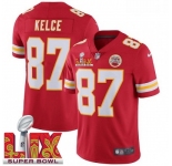 Youth Kansas City Chiefs Travis Kelce #87 Red 2024-2025 Super Bowl LIX F U S E Stitched Jersey