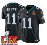 Men Philadelphia Eagles A.J. Brown #11 Black 2024-2025 Super Bowl LIX F U S E Stitched NFL Jersey