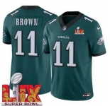 Men Philadelphia Eagles A.J. Brown #11 Green 2024-2025 Super Bowl LIX F U S E Stitched NFL Jersey