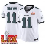 Men Philadelphia Eagles A.J. Brown #11 White 2024-2025 Super Bowl LIX F U S E Stitched NFL Jersey