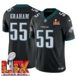 Men Philadelphia Eagles Brandon Graham #55 Black 2024-2025 Super Bowl LIX F U S E Stitched NFL Jersey