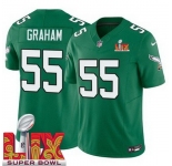 Men Philadelphia Eagles Brandon Graham #55 Kelly Green 2024-2025 Super Bowl LIX F U S E Stitched NFL Jersey