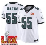 Men Philadelphia Eagles Brandon Graham #55 White 2024-2025 Super Bowl LIX F U S E Stitched NFL Jersey