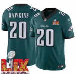 Men Philadelphia Eagles Brian Dawkins #20 Green 2024-2025 Super Bowl LIX F U S E Stitched NFL Jersey