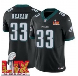 Men Philadelphia Eagles Cooper DeJean #33 Black 2024-2025 Super Bowl LIX F U S E Stitched NFL Jersey