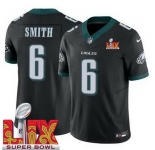 Men Philadelphia Eagles DeVonta Smith #6 Black 2024-2025 Super Bowl LIX F U S E Stitched NFL Jersey