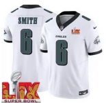 Men Philadelphia Eagles DeVonta Smith #6 White 2024-2025 Super Bowl LIX F U S E Stitched NFL Jersey