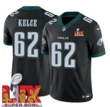 Men Philadelphia Eagles Jason Kelce #62 Black 2024-2025 Super Bowl LIX F U S E Stitched NFL Jersey