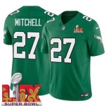 Men Philadelphia Eagles Quinyon Mitchell #27 Kelly Green 2024-2025 Super Bowl LIX F U S E Stitched NFL Jersey