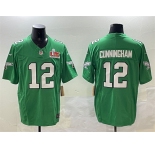 Men's Philadelphia Eagles #12 Randall Cunningham Green 2025 Super Bowl LIX Patch F.U.S.E. Throwback Vapor Untouchable Limited Stitched Football Jersey