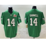 Men's Philadelphia Eagles #14 Kenneth Gainwell Green 2025 Super Bowl LIX Patch F.U.S.E. Throwback Vapor Untouchable Limited Stitched Football Jersey