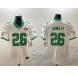 Men's Philadelphia Eagles #26 Saquon Barkley White 2025 Super Bowl LIX Patch F.U.S.E. Vapor Untouchable Limited Stitched Football Jersey