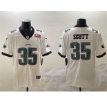 Men's Philadelphia Eagles #35 Boston Scott White 2025 Super Bowl LIX Patch Vapor Untouchable Limited Stitched Football Jersey