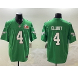 Men's Philadelphia Eagles #4 Jake Elliott Green 2025 Super Bowl LIX Patch F.U.S.E. Throwback Vapor Untouchable Limited Stitched Football Jersey