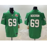 Men's Philadelphia Eagles #69 Landon Dickerson Green 2025 Super Bowl LIX Patch F.U.S.E. Throwback Vapor Untouchable Limited Football Stitched Jersey