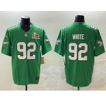 Men's Philadelphia Eagles #92 Reggie White Green 2025 Super Bowl LIX Patch F.U.S.E. Throwback Vapor Untouchable Limited Stitched Football Jersey