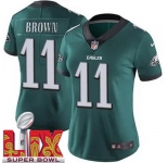 Women Philadelphia Eagles A.J. Brown #11 Green 2024-2025 Super Bowl LIX F U S E Stitched NFL Jersey